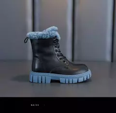 Imagem do Botas de neve de pele sintética para meninas, botas grossas quentes, sola macia, antiescorregadia, estilo coreano, moda inverno, 6 a 18 anos
