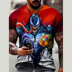 Imagem do Camiseta masculina de manga curta de super-herói Marvel, top estampado em 3D, Tom e Hardy, festa masculina, verão