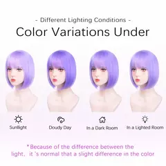 Penteado curto bob, peruca sintética roxa clara para cosplay de festa de Halloween, uso diário, kit de peruca acessório de cabelo de alta temperatura - loja online