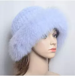 Chapéu de pele de vison genuíno para mulheres gorro de malha natural de luxo chapéu de malha artesanal pele de raposa real moda inverno quente, novo na internet