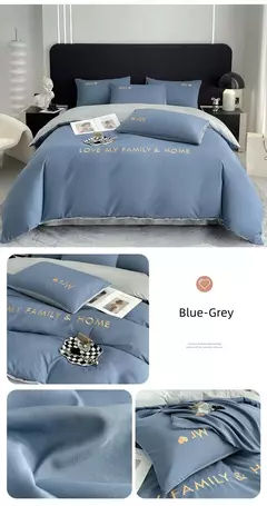 Conjunto de cama de algodão egípcio com lençol, capa de edredão, fronhas, roupa de cama, rei, rainha, duplo, duplo, luxo nórdico - loja online