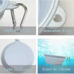 Imagem do 2 pçs dobrável pet silicone cão comida tigela de água acampamento ao ar livre viagem portátil dobrável suprimentos pratos com mosquetão