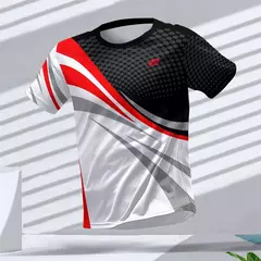 New Hot-Selling Outdoor Running Sports Respirável Quick-Secagem Roupas de Fitness Casual Wear Impressão 3D Em Torno Do Pescoço Adulto T-Shirt na internet