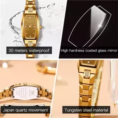 OLEVS-Mulheres Rose Gold Quartz Relógios De Pulso, Senhoras Relógios De Diamante, Pulseira De Aço De Tungstênio, Impermeável, Nobre, 5501 - loja online