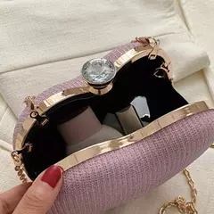 Bolsa de metal brilhante em forma de coração para mulheres, bolsa de ombro, bolsa crossbody, corrente, luxo, senhora, moda