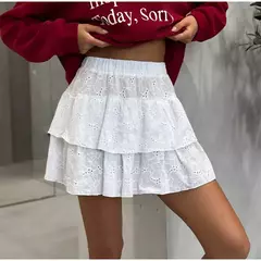 Elegante Branco Ruffles Mini Saia, Cintura Alta, Sexy, Bonito, Plissado, Linha A Tutu, Curto, Lady, Festa, Esporte, Streetwear, Verão - Wolf Magazine