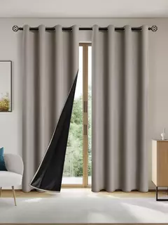 Cortinas blackout sólidas com ilhós, Total Privacy cortinas para quarto, 1pc - comprar online