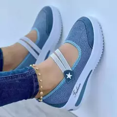 Sapatilhas casuais vulcanizadas para mulheres, sólidas, sapatos de plataforma, malha, respirável, conforto, deslizamento, esporte, tênis, feminino, novo - Wolf Magazine
