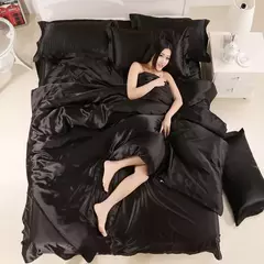 Conjunto de cama sedoso puro cetim, edredão de luxo, lençóis e fronha, cama queen e king size, cama de solteiro e casal