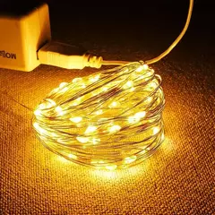 Impermeável USB LED String Lights, Silver Wire, Guirlanda, Luzes de fadas, Natal, Casamento, Feriado, Decoração do partido, 5m