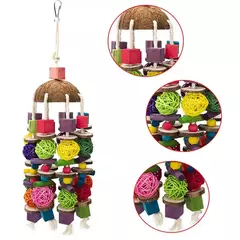 Pássaro mascar brinquedo pássaro papagaio treinamento brinquedos mastigar forrageamento pendurado gaiola cordas de papel fio desenho bola brinquedos aliviar o tédio - loja online