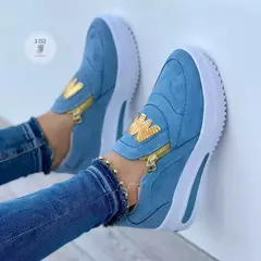 Tênis casuais estampados m para mulheres, sapatos vulcanizados, plataforma com zíper lateral, tamanho positivo, calçados femininos - Wolf Magazine