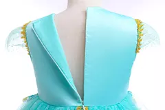 Michella moda meninas teal-azul princesa jasmim cosplay vestido de halloween vestido de festa de aniversário na internet
