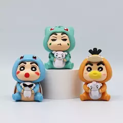 6 Pçs/set Q Versão Crayon Shin-chan Anime Figura Shin-chan COS Pokémon Pikachu Figura de Ação Decorações de Sala Brinquedo de Coleção de PVC - loja online