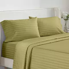 Conjunto de lençóis batilo, 4 peças, luxo, lençol e plano com fronha, conjunto de cama listrado sólido para gêmeo/completo/queen/king size - comprar online