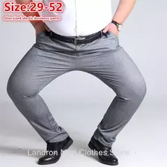 Calça de vestido reto grande para homens, alta esticada, escritório, preta, azul, cinza, calças de terno formal, plus size, 52, 50, 48, 46 na internet