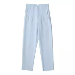 Willshela-Calça reta de cintura alta feminina, calça de zíper frontal, comprimento total, moda feminina chique, vintage