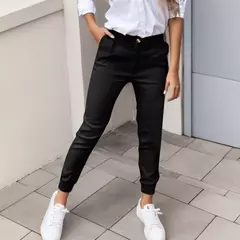 Calça lápis de cintura alta feminina, calça fina feminina, design de botão de bolso, comprimento do tornozelo, moda casual, 2024 na internet