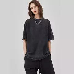 Lobos escuros Vintage lavados camisetas para homens, musculação em ginástica, roupas masculinas extragrandes, fitness no verão, treino