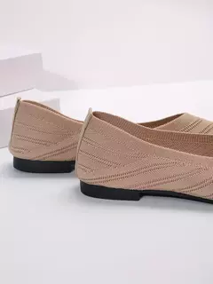 Sapatos baixos de dedo apontado para mulheres, Cor sólida, Sapatos de malha, Mocassins casuais, Sapatilhas respiráveis - loja online