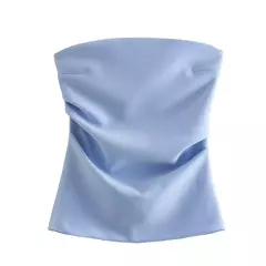 TRAF-Blusa sem mangas sem alças para mulheres, tops femininos, zíper traseiro, roupas de rua, tanque chique, moda verão, nova