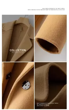 2023 elegante simples casaco feminino outono e inverno novo um botão pura lã reversível casaco de lã longo selvagem top das mulheres - loja online