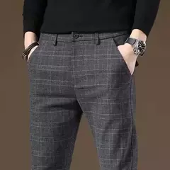 Calça reta justa justa xadrez masculina, terno de negócio masculino, calça de alfaiataria social, xadrez chinês masculino, 2022, até bem na internet