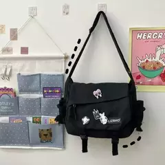 Bolsa mensageiro de grande capacidade para carteiro e mulheres, bolsa de ombro única estilo Hong Kong, bolsa escolar japonesa, estudante coreano, menina, retrô