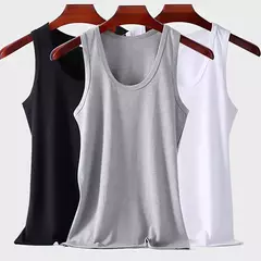 Colete masculino de algodão puro de quatro estações, camiseta fitness esportiva juvenil, blusa casual sem mangas de meia idade, camiseta camiseta camiseta curta