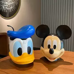 Disney pato donald dos desenhos animados boneca poupança pote mudança jar mickey mouse figura de ação modelo cofrinho anime criança brinquedos presentes - comprar online
