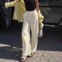 Cuteandpsycho Streetwear casual calças soltas, cordão sólido básico, calças de perna larga, todo o jogo, calças chiques, moda dos anos 90 na internet