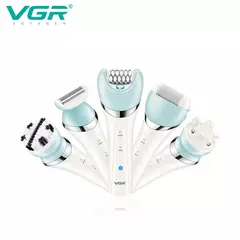 Imagem do VGR Depiladora Elétrica para Mulheres, Barbeador Feminino, Removedor de Pêlos Corporais e Pernas, Lady Bikini Trimmer, Massagem de Limpeza Facial, V-703, 5 em 1