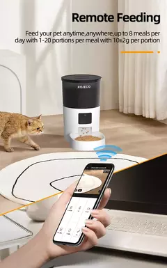 Rojoeco alimentador automático para gatos, com câmera de vídeo, dispensador de comida para gatos, gravador de voz inteligente para animais de estimação, controle remoto, alimentador automático para cães e gatos - comprar online