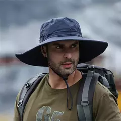 Tampão solar anti-UV respirável masculino, aba larga grande, chapéu de balde, chapéu de vaqueiro, pesca ao ar livre, caminhada, praia, malha, moda verão, novo, 2024