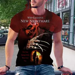 Camiseta de horror estampada em 3D para homens e mulheres Freddy Krueger Jason, camisa de manga curta, pulôver esportivo, camiseta de verão, blusa infantil, novo - loja online