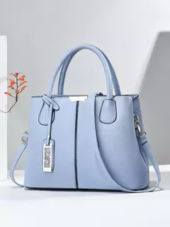 Sacola de couro falso para senhoras, bolsa de ombro grande, elegante texturizada, moda