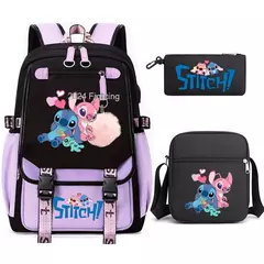 Lilo e Stitch Mochilas para Mulheres, Mala de Viagem Feminina, Mochila para Adolescentes, Meninas Bookbag, Melhor Presente, Mochila, 3Pcs