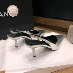 Imagem do Salto Alto para Mulher, Sapatos de Deslizamento, Escritório e Carreira, Sólido, Sexy, Moda, Verão, 2022, Sandálias