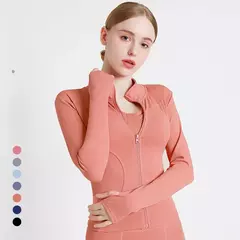 Imagem do Fato de treino de mangas compridas Slim Fit para mulheres, casaco fitness, tops de ioga com buracos, jaqueta de ginástica, moletom de treino 2024