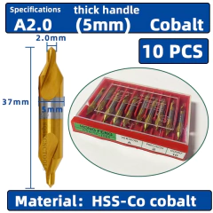 HSS-Brocas Centrais Combinadas Ti-Revestidas, 60 Graus escareadores ângulo Bit Set, Broca de Centralização Metal, Torno, W6542, M35, 6pcs, 1.0-5mm - loja online