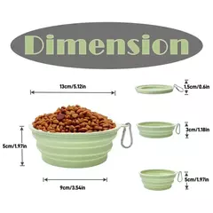 Bacia dobrável do silicone para o cão e o gato, recipiente portátil do alimento, recipiente de água, curso ao ar livre, com mosquetão - comprar online