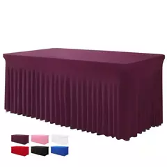 Tampas De Mesa Com Saia, Saias De Mesa Retangular, Tampas De Mesa De Poliéster, Toalha De Mesa Preta, Tampa De Mesa Do Spandex, 6 pés, 6 pés