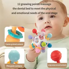 Imagem do Desenvolvimento De Silicone Chocalho Teether Brinquedos, Montessori, Puxar Cordas Jogos, 1 Ano Brinquedos De Dentição Para Bebês, 6 12 Meses