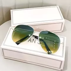 Óculos de sol gradiente anti-reflexo para homens, óculos de sol piloto grande, design UV400, sem caixa, moda na internet