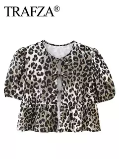 TRAFZA-Feminina Hollow Out O-Neck manga curta com renda por cima, blusa casual, streetwear chique feminino, camisa sólida da moda, 2024