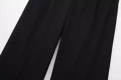 Imagem do TRAFZA-Calça comprida com retalho feminino, Monocromática, Perna larga, Versátil, Casual, Calças soltas, Streetwear, Moda, 2024