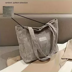 Bolsa de ombro grande para senhoras, sacola de veludo na moda, bolsa monocromática com bolso frontal na internet