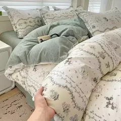 Conjunto de cama para meninas, capa de edredão, folha plana, fronha, sem enchimento, roupa de cama, macia, gêmea, completa, queen size, 3, 4pcs - Wolf Magazine