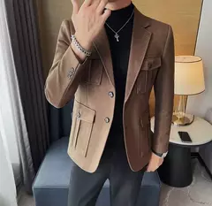 Blazers masculinos de peito único, ternos cinza, casacos grandes, tamanho grande, moda de alta qualidade, novo em 2020