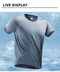 CHRLCK-Camiseta masculina de corrida, seda gelo, top fino, secagem rápida, mang na internet